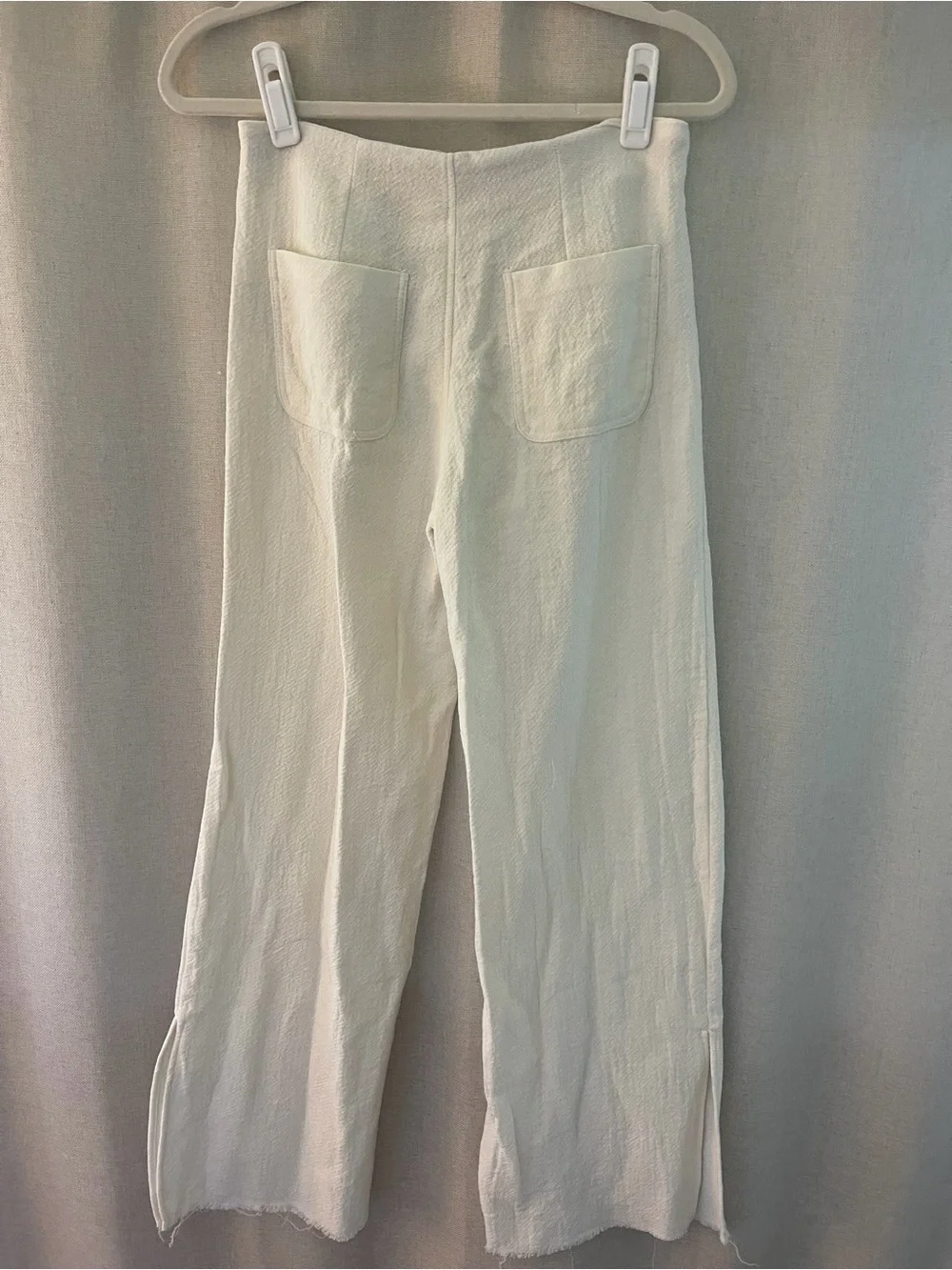 Zara Cream Wide-Leg Textured Chinos